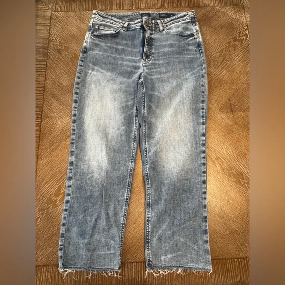 J. Jill Blue Denim High Rise Straight Leg Cropped Sz10 Waist 34” Inseam 24” - Picture 1 of 6